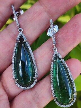 14Kt Tourmaline Diamond Earrings